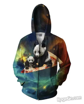 Space Pizza Panda Zip-Up Hoodie