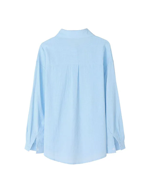 Split-Joint High-Low Long Sleeves Lapel Blouses