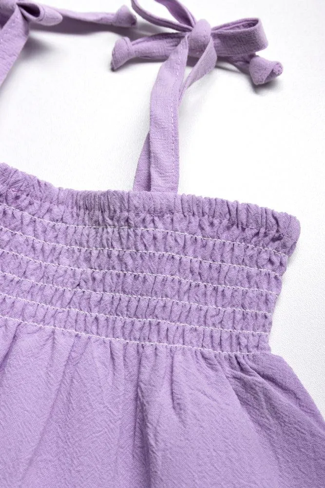 Strappy Tiered Dress Purple