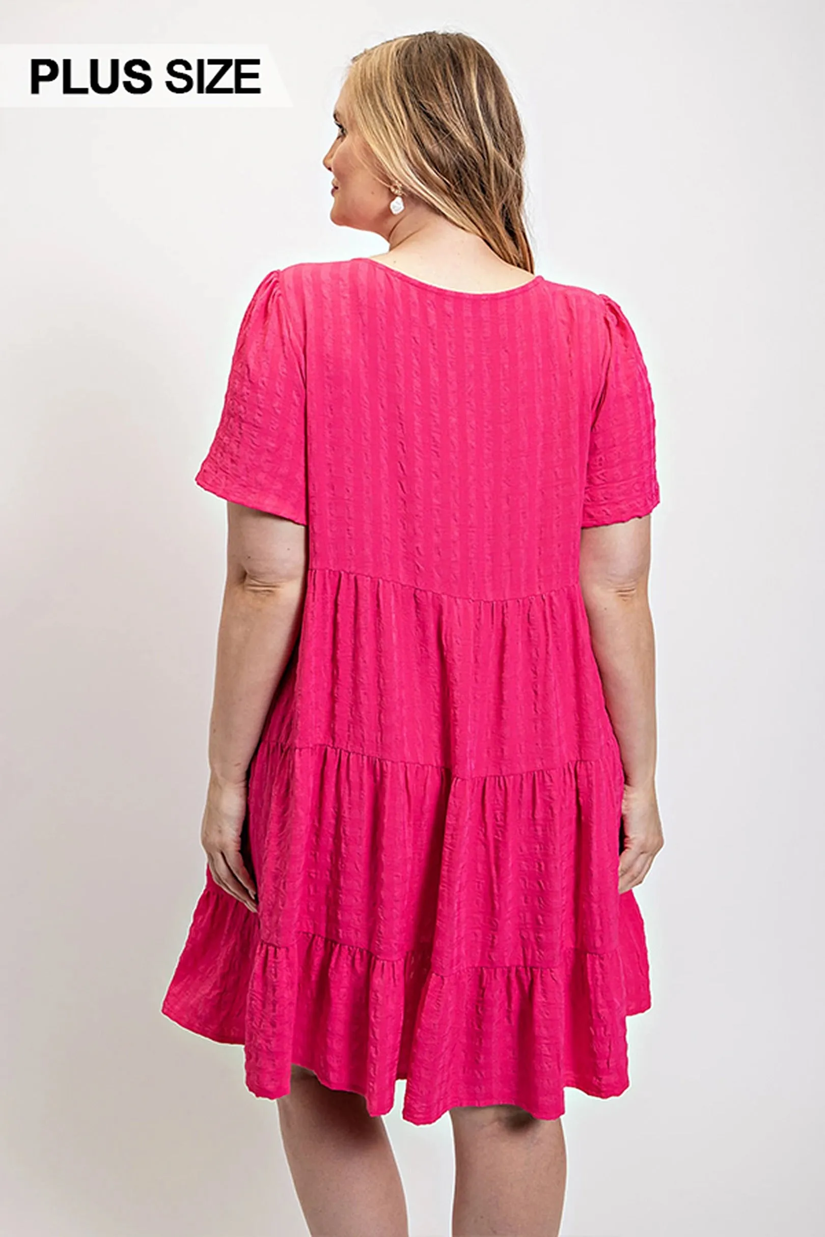 Textured Woven Tiered Dress