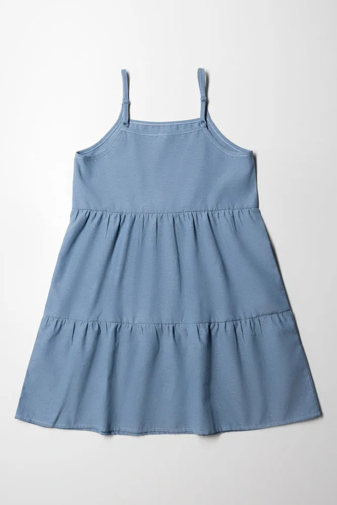 Tiered Strappy Dress Blue