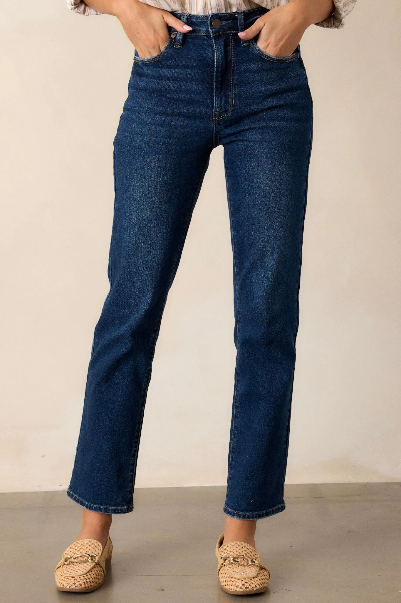 True Blue Dark Wash Straight Leg Jeans