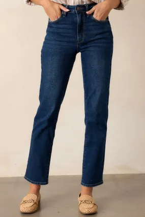 True Blue Dark Wash Straight Leg Jeans