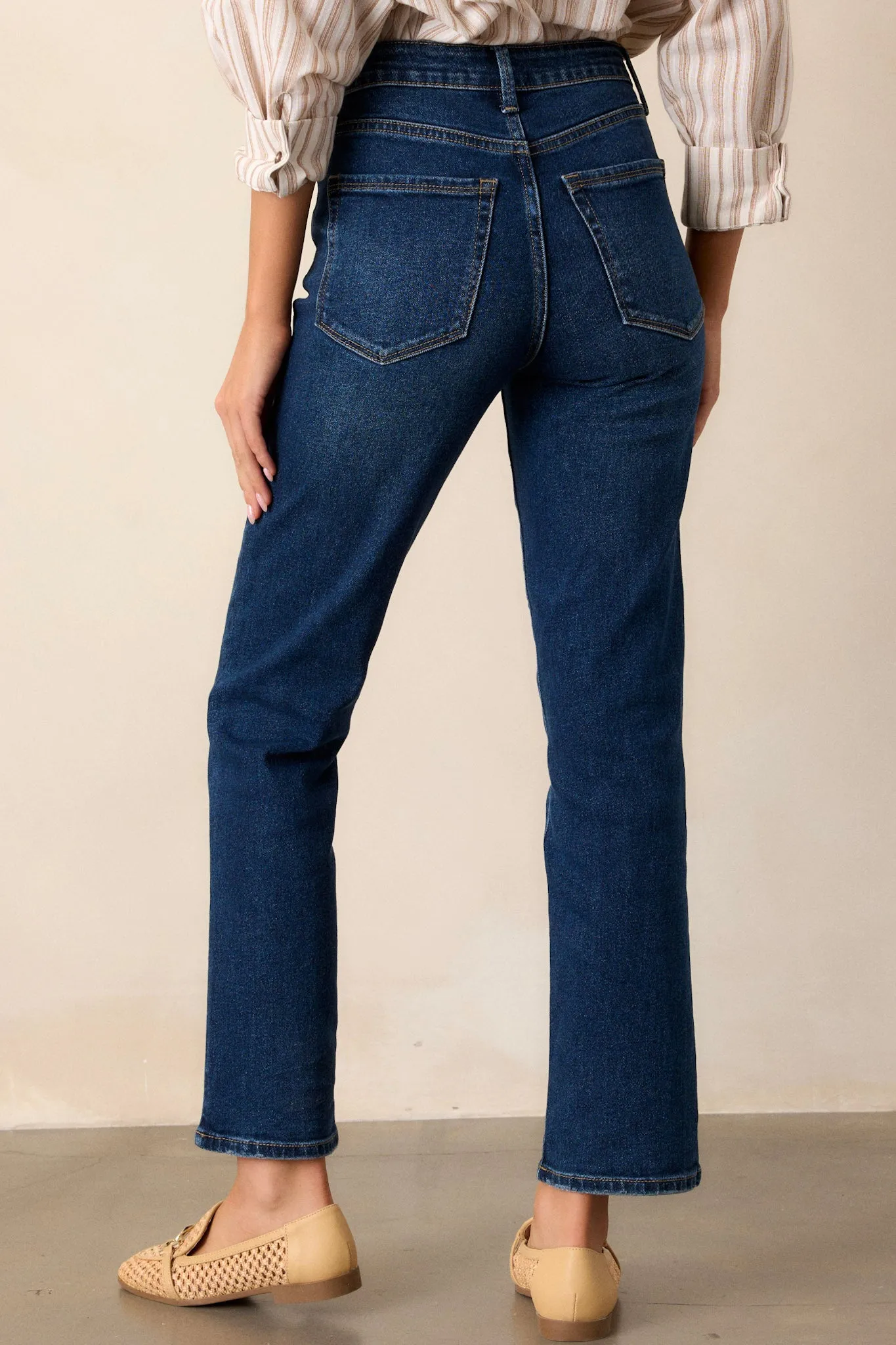 True Blue Dark Wash Straight Leg Jeans