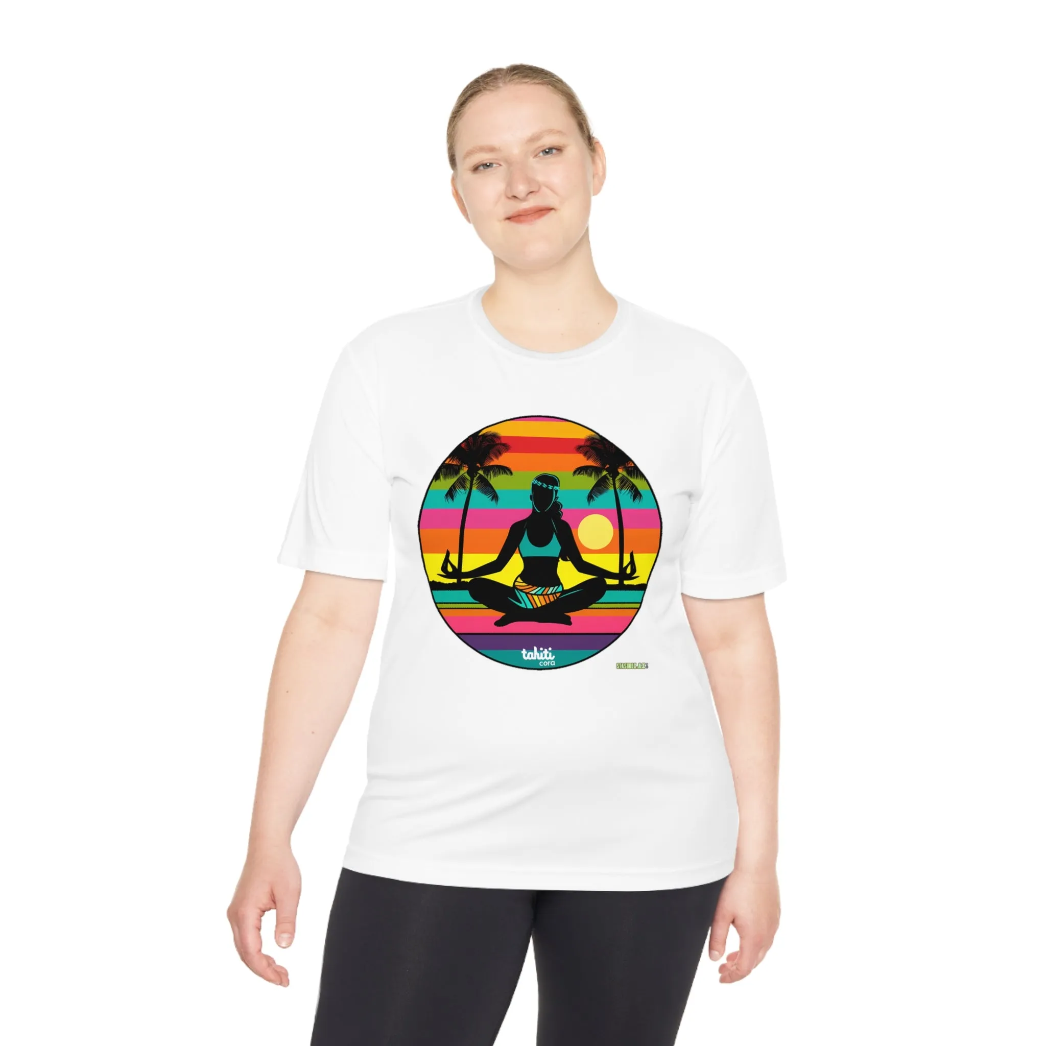 Unisex Moisture Wicking Tee Tahiti Cora Yoga Logo 004