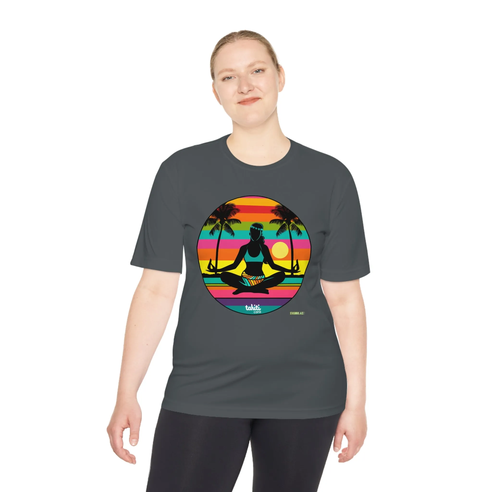 Unisex Moisture Wicking Tee Tahiti Cora Yoga Logo 004