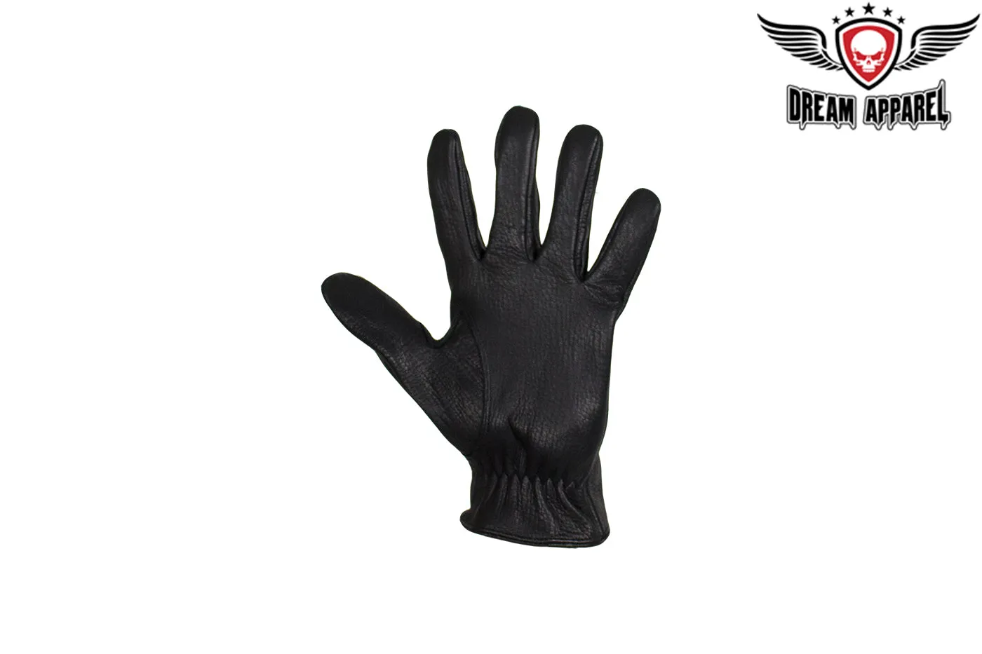 Vented Black Deer Skin Leather Riding Gloves