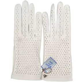 Vintage NWT 1960s Gloves White Lattice Leather Unused with Tag Size 7