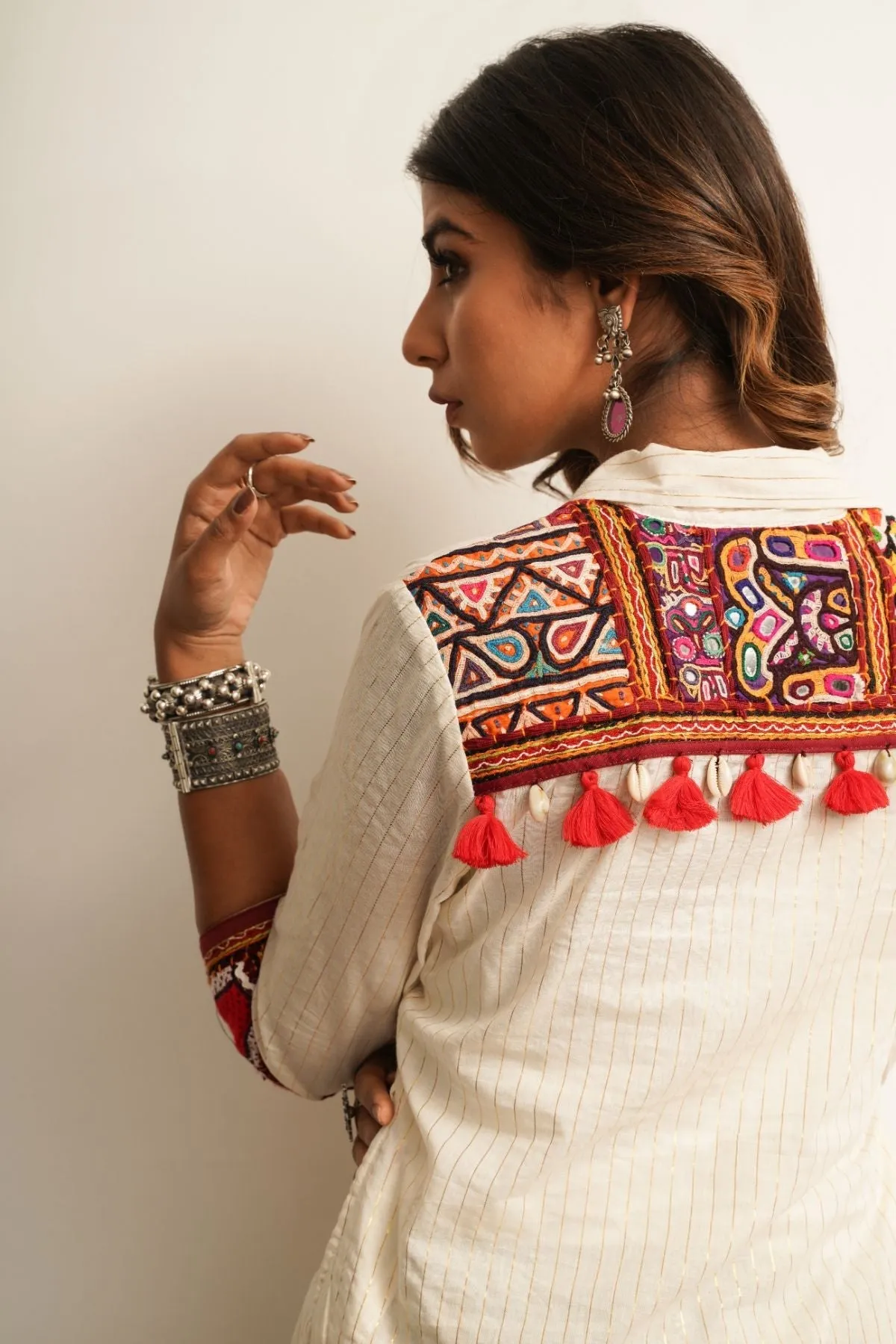 White Embroidered Cotton Shirt