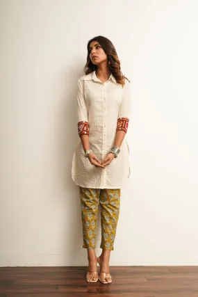 White Embroidered Cotton Shirt