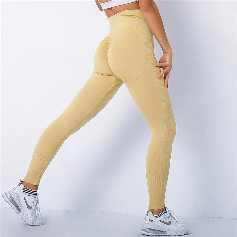 Women Spandex 20% Seamless Leggings Bubble Butt Push Up Workout Leggins High Waist Gym Trousers Mujer Fitness Pants Athletic Wea