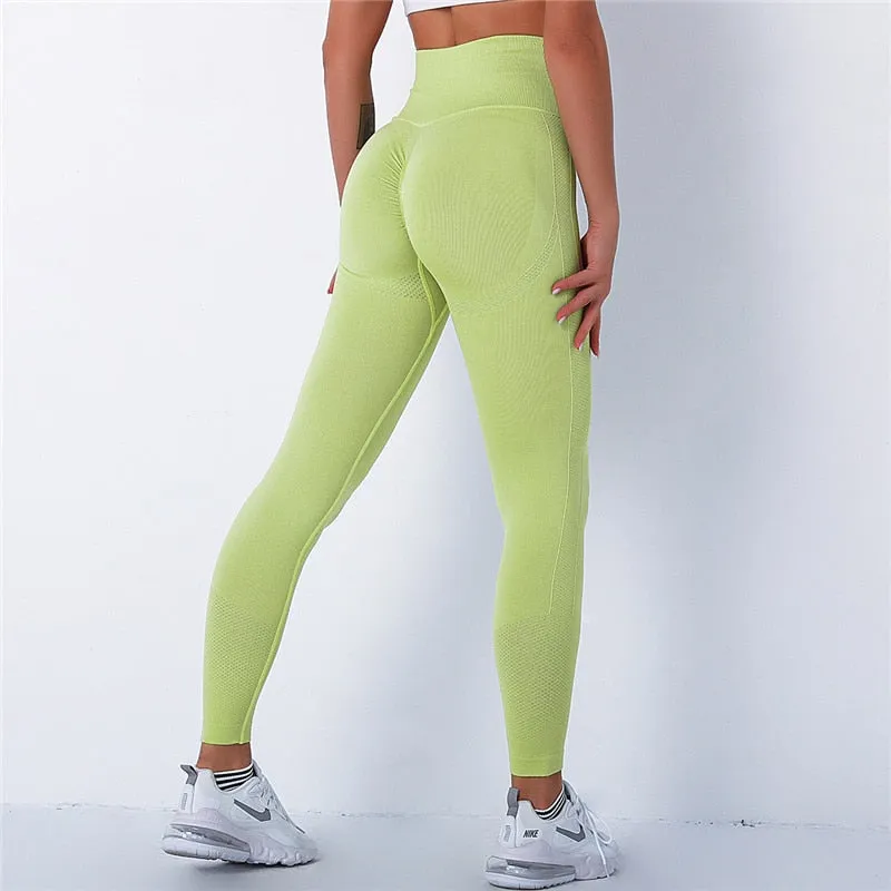 Women Spandex 20% Seamless Leggings Bubble Butt Push Up Workout Leggins High Waist Gym Trousers Mujer Fitness Pants Athletic Wea