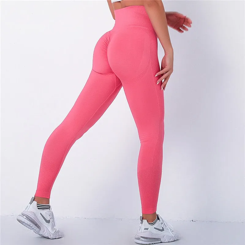 Women Spandex 20% Seamless Leggings Bubble Butt Push Up Workout Leggins High Waist Gym Trousers Mujer Fitness Pants Athletic Wea