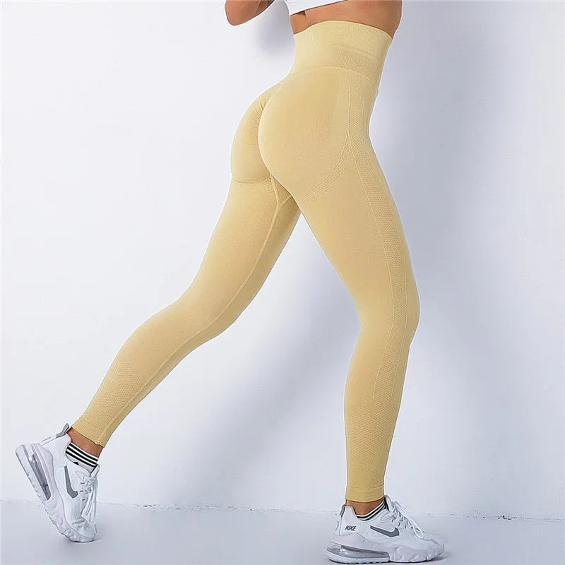 Women Spandex 20% Seamless Leggings Bubble Butt Push Up Workout Leggins High Waist Gym Trousers Mujer Fitness Pants Athletic Wea